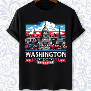 Landmärkeskonst i Washington DC Skyline T Shirt