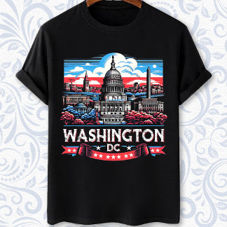 Landmärkeskonst i Washington DC Skyline T Shirt
