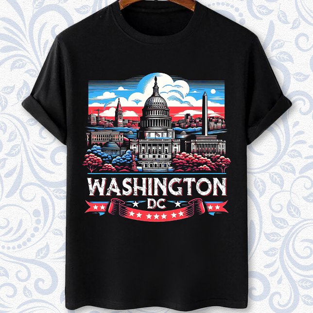 Landmärkeskonst i Washington DC Skyline T Shirt (Skapare uppladdad)