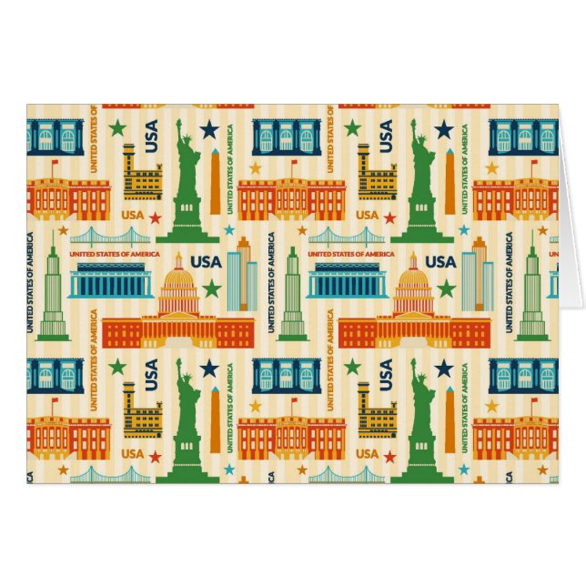 Landmarks av USA Hälsningskort (Framsidan Horizontal)