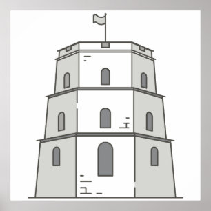 Landmarks för Vilnius Gediminas tornvärld Poster