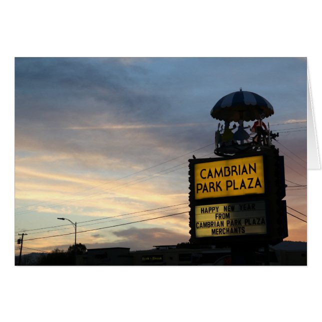 Landmarkskort för Cambrian Park Plaza Carousel Hälsningskort (Framsidan Horizontal)