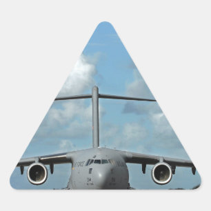 Landning av militär last flygplan triangelformat klistermärke