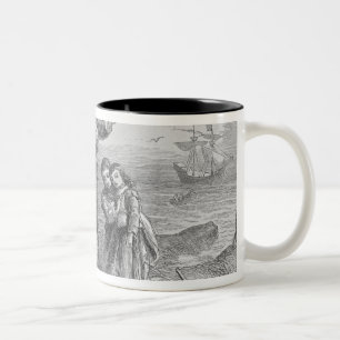 Landning av vallfärdar, 1620 Två-Tonad mugg