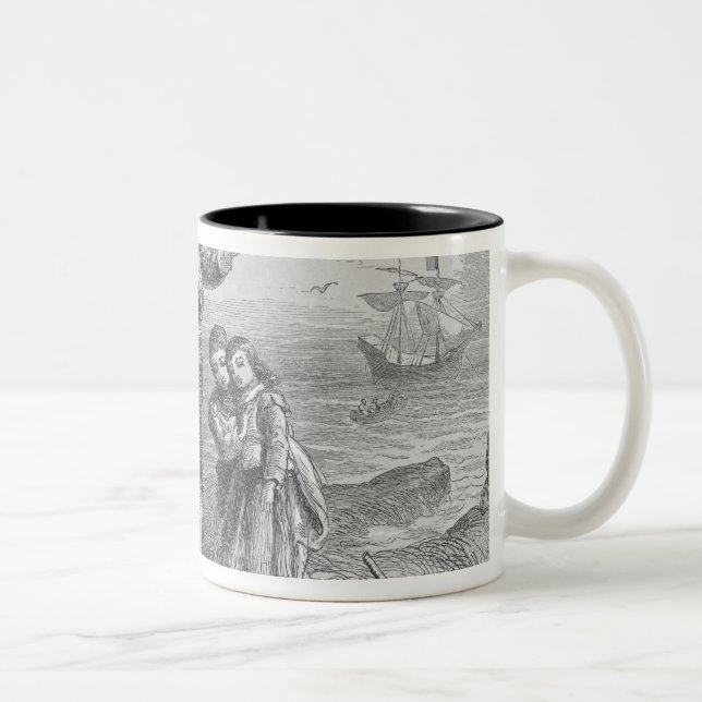Landning av vallfärdar, 1620 Två-Tonad mugg (Höger)