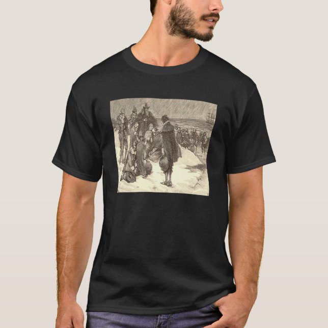 Landning av vallfärdar T-tröja Tee Shirt (Framsida)