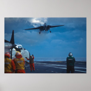 Landning för Tomcat F-14 på hangarfartyget Poster
