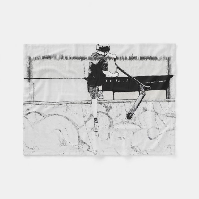 Landning - Stunt Scooter Rider Fleece Blanket (Framsidan (Horisontell))