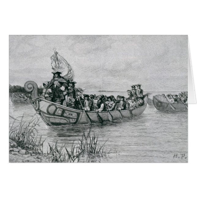 Landningen av Cadillac Hälsningskort (Framsidan Horizontal)