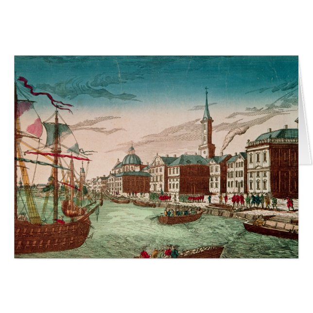 Landningen av engelska gå i skaror på New York Hälsningskort (Framsidan Horizontal)