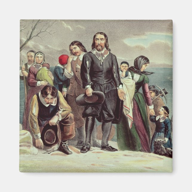 Landningen av pilgrimerna i Plymouth Magnet (Framsidan)