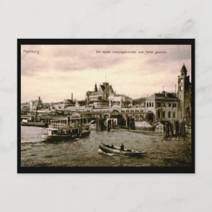 Landningsbroar, Hamburg, Tyskland Vintage Vykort