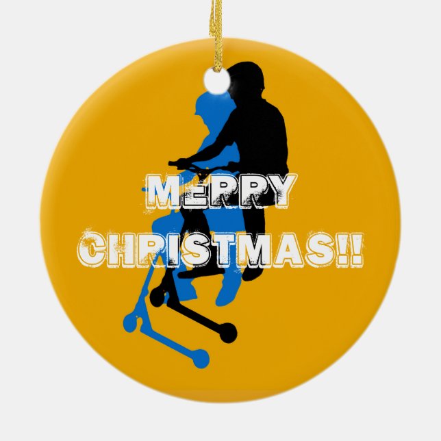 Landningsredskap - Stunt Scooter Rider Julgransprydnad Keramik (Baksidan)