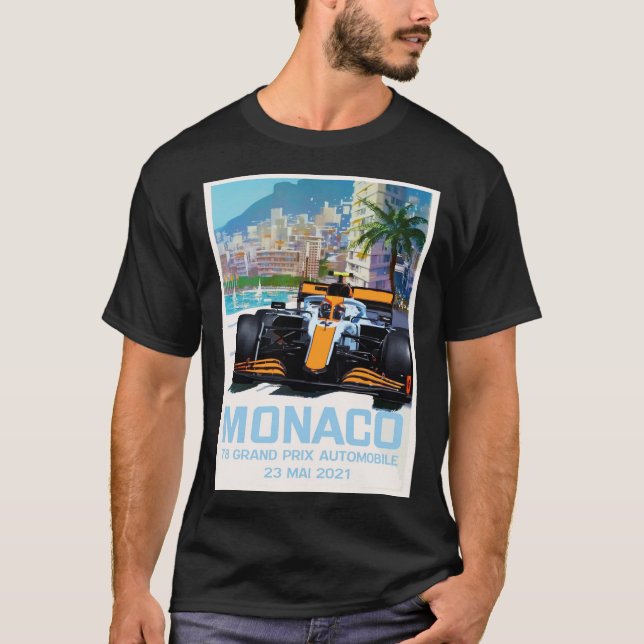 Lando Norris Mclaren Monaco Grand Prix 2021 Poster T Shirt (Framsida)