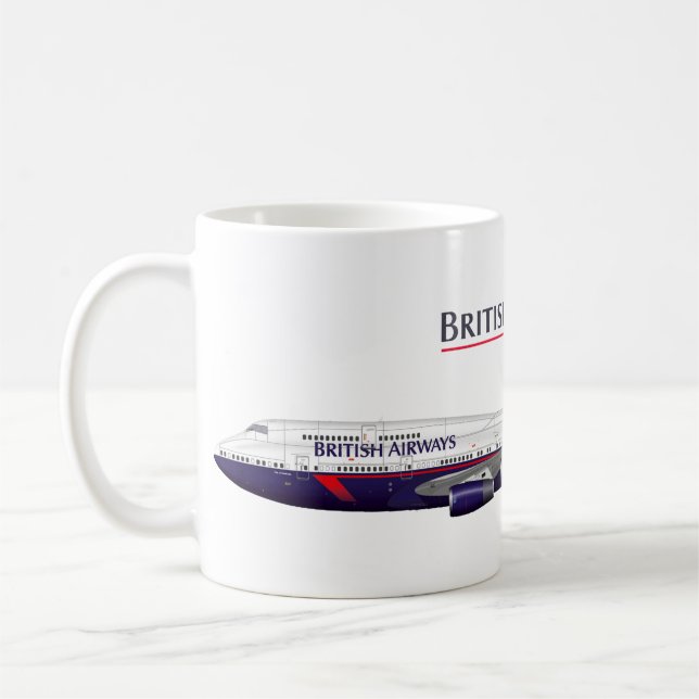 Landor Retro Jumbo Jet Classic brittisk Liveried A Kaffemugg (Vänster)