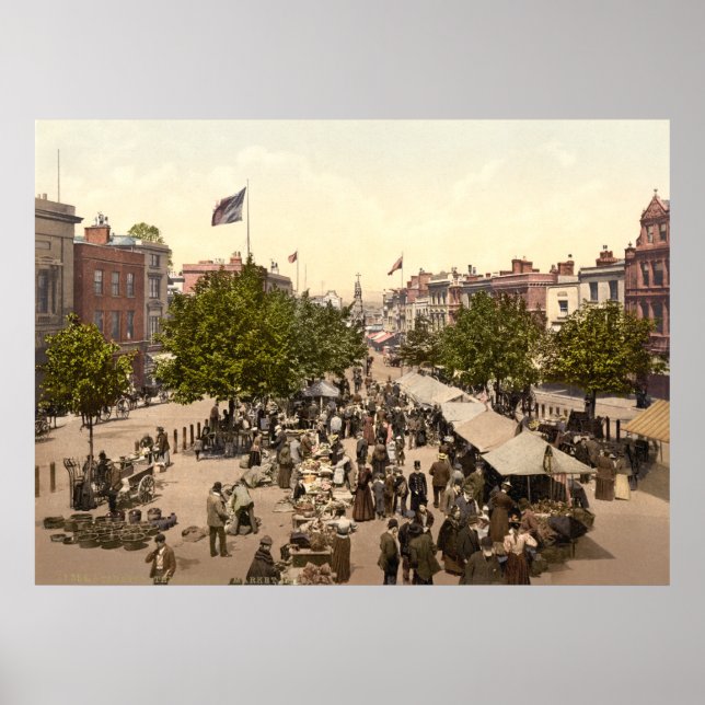 Landpromenad - marknadsdag, Taunton, Somerset, Eng Poster (Framsidan)