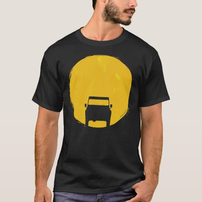 Landrover Defender car sunset sol Premium T-Shirt (Framsida)
