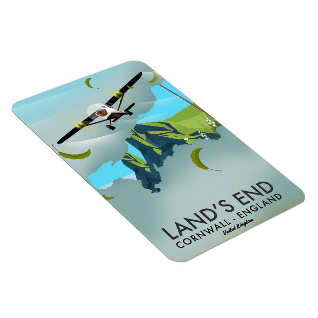 Land's End Cornwall Resekarta affisch Magnet (Högersidan)