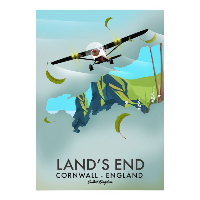 Land's End Cornwall Reskarta affisch Fototryck (Framsidan)