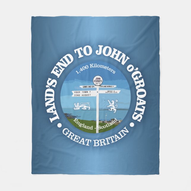 Land's End to John o'Groats (cykling c) Fleecefilt (Framsidan)