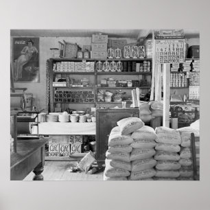 Landsbutik, 1936. Gammalt foto Poster