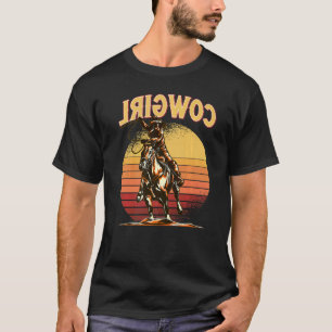 Landsby Omvänd Cowgirl Retro T Shirt