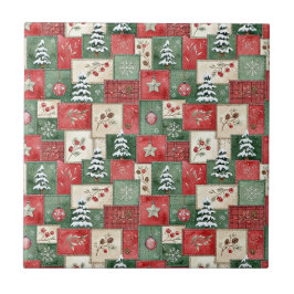 Landsby patchwork julmönster kakelplatta