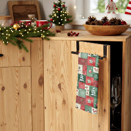 Landsby patchwork julmönster kökshandduk