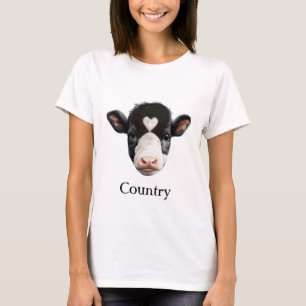 Landsby svart och vit ko ansikte t shirt