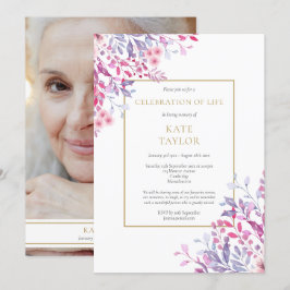 Landsbygd Blommig Foto Begravning Livets Firande Inbjudningar