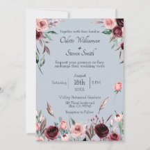 Landsbygd Dusty Blue och Burgundy Blommor Bröllop