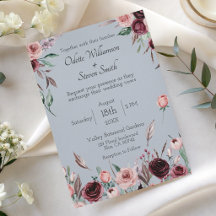 Landsbygd Dusty Blue och Burgundy Blommor Bröllop