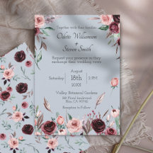 Landsbygd Dusty Blue och Burgundy Blommor Bröllop