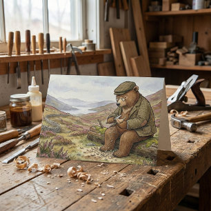 Landsbygd Gravyr Björn Traditionell Fars Dag Kort