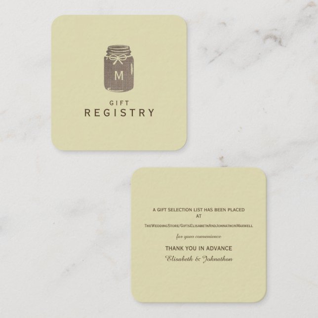 Landsbygd Jute Murad Bröllopsgåva Registrering Tilläggskort (Fram/baksida)