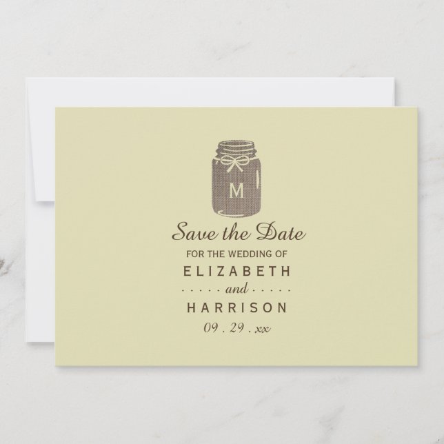 Landsbygd Jute Murad Glas Bröllop Spara Datumet (Framsida)