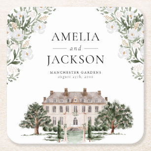 Landsbygd Manor Bröllop Underlägg Papper Kvadrat