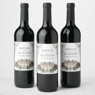 Landsbygd Manor Bröllop Vinflaska Etikett
