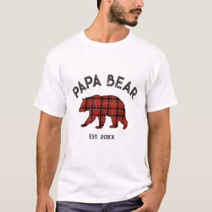 Landsbygd Plaid Pappa Björn Fader År Etab. Vit T Shirt