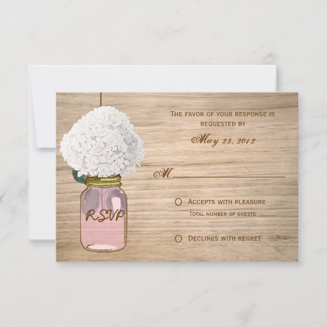 Landsbygd Rustik Masonkruka Hydrangea RSVP OSA Kort (Framsida)