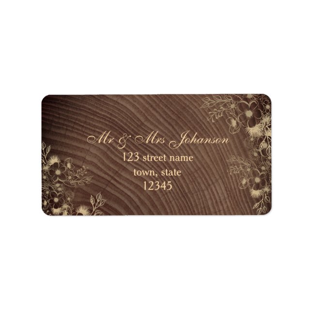 Landsbygd Rustik Trä Bröllops Returadress Adressetikett (Framsidan)