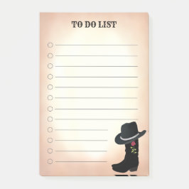 Landsbygd Svarta Stövlar & Hatt Att Göra Lista Pos Post-it Block