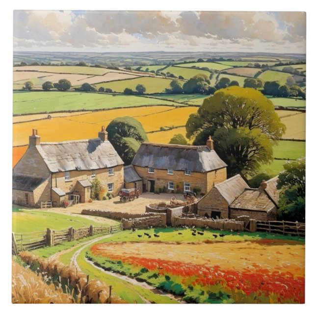 Landsbygd Utsikt Rustik Miljö Bondgårdslandskap Kakelplatta (Framsidan)