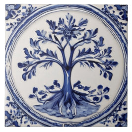 Landsbygden Träd Rustic Land Blue och White Kakelplatta