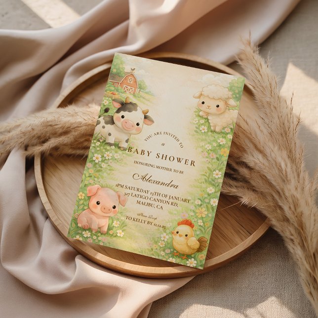 Landsbygdens Barnyard Baby Shower Inbjudningar (Skapare uppladdad)