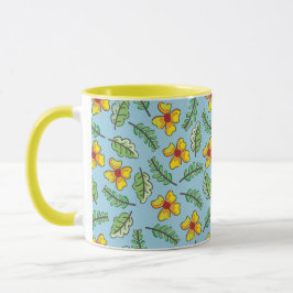 Landsbygdens gula blommor och blad mugg