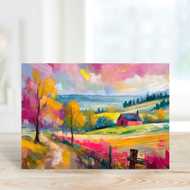 Landsbygdens höstlandskap Modern Abstrakt Art Kort (Skapare uppladdad)