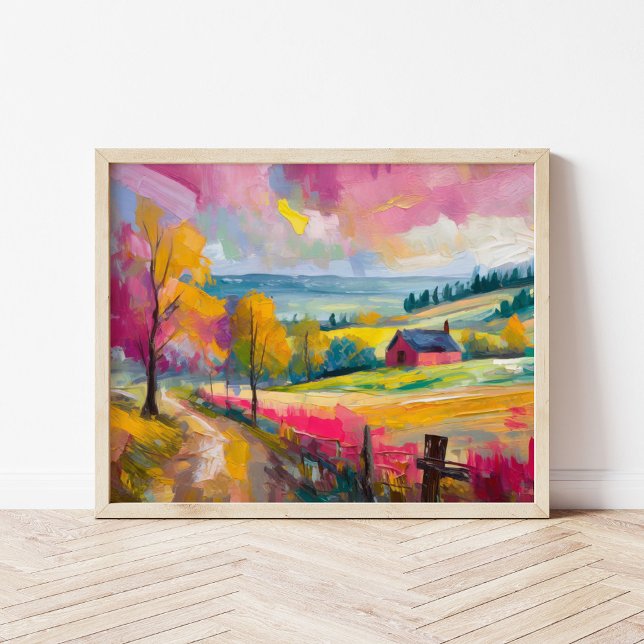 Landsbygdens höstlandskap Modern Abstrakt Art Poster (Skapare uppladdad)