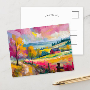 Landsbygdens höstlandskap Modern Abstrakt Art Vykort