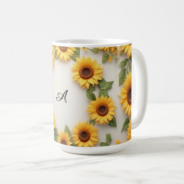 Landsbygdens Solros Blommig Design Kaffemugg (Framsida höger)